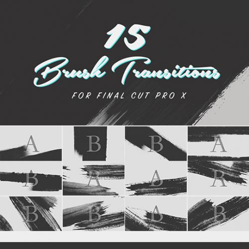 15种笔刷遮罩过渡转场FCPX插件 Brush Transitions